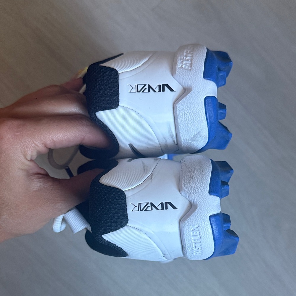 Nike Vapor Shark 3 White and Blue Football Cleats - Picture 4 of 6